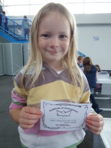 holding certificate for taking part in science challenge at winchester science centre