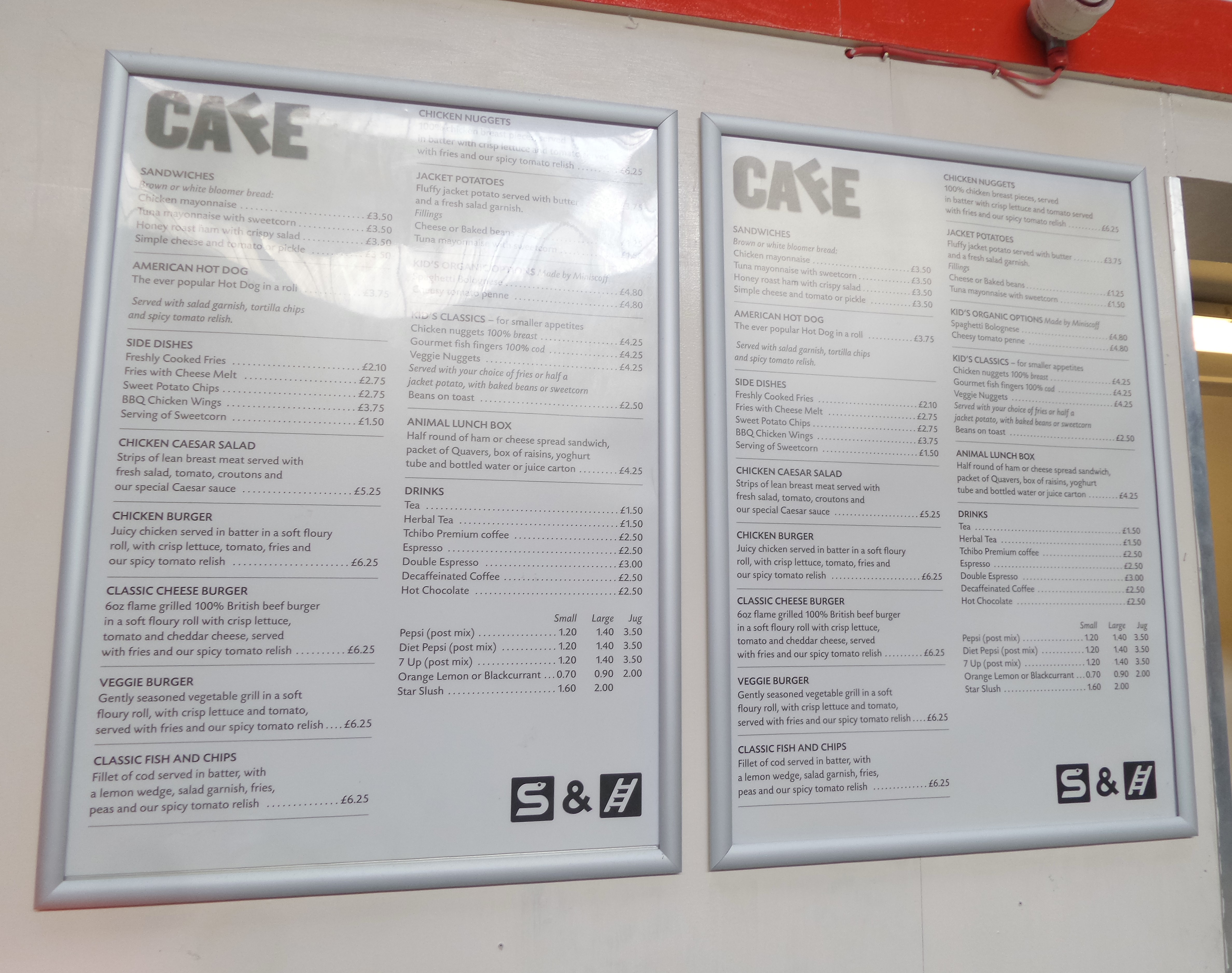 snakes and ladders cafe menu