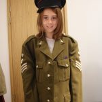 Lilian wearing an old army uniform