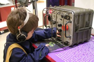 operating the radio in the soldiers of oxfordshire museum