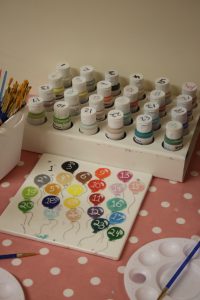 assortment of pottery paints to choose from