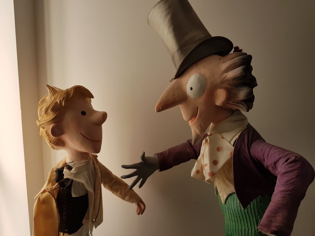Models of Charlie and Willy Wonka at the Roald Dahl Museum