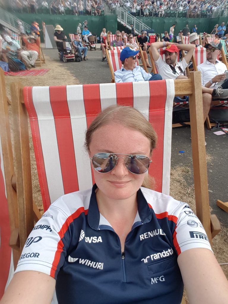 sat on deck chair