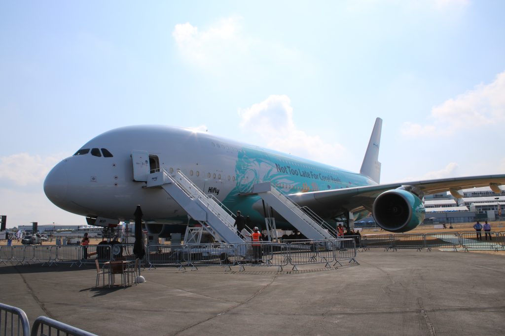Static Airbus A380 at Farnborough International Airshow