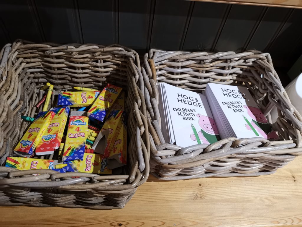 colouring books and crayons