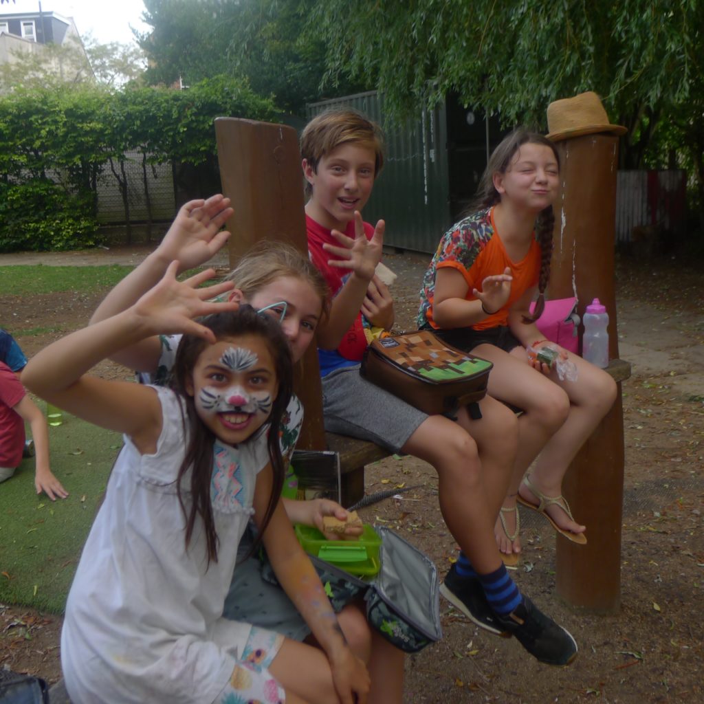 Kids having lunch at house of fun