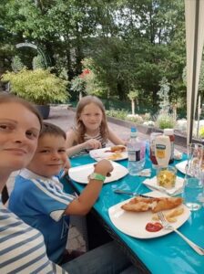 dinner in the garden at air bnb