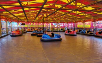 Dodgems cars going round circuit