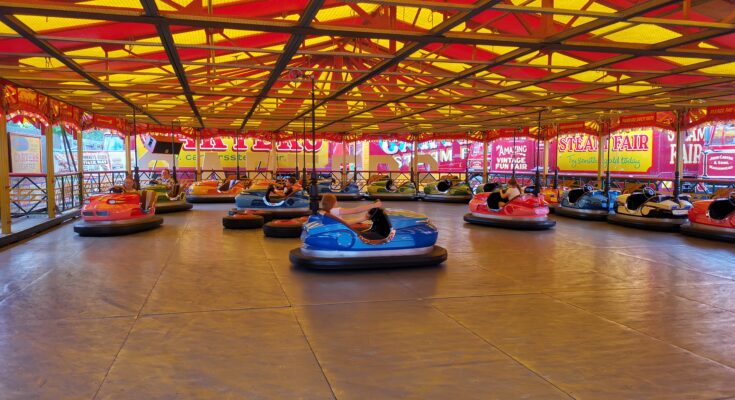 Dodgems cars going round circuit